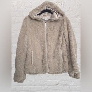 Kenneth Cole Plush Tan zip up jacket hoodie